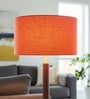 20-Inch Red Texture Fabric Drum Lampshade