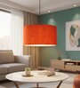 20-Inch Red Texture Fabric Drum Pendant Light, Modern Hanging Ceiling Lamp