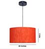 20-Inch Red Texture Fabric Drum Pendant Light, Modern Hanging Ceiling Lamp