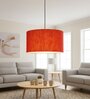 20-Inch Red Texture Fabric Drum Pendant Light