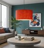 20-Inch Red Texture Fabric Drum Pendant Light