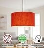 20-Inch Red Texture Fabric Drum Pendant Light