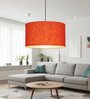 20-Inch Red Texture Fabric Drum Pendant Light, Modern Hanging Ceiling Lamp