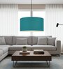 20-Inch Teal Fabric Drum Pendant Light