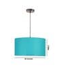 20-Inch Teal Fabric Drum Pendant Light, Modern Hanging Ceiling Lamp