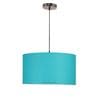 20-Inch Teal Fabric Drum Pendant Light, Modern Hanging Ceiling Lamp