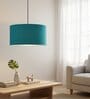 20-Inch Teal Fabric Drum Pendant Light