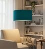 20-Inch Teal Fabric Drum Pendant Light, Modern Hanging Ceiling Lamp