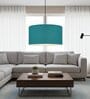 20-Inch Teal Fabric Drum Pendant Light, Modern Hanging Ceiling Lamp