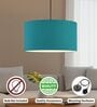 20-Inch Teal Fabric Drum Pendant Light, Modern Hanging Ceiling Lamp