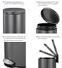20 Litre Black Stainless Steel Dustbin