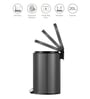 20 Litre Black Stainless Steel Dustbin