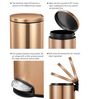 20 Litre Copper Stainless Steel Dustbin