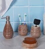 200 ML Set Of 4 Brown Porcelain Earthy Haven Bath Set