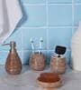 200 ML Set Of 4 Brown Porcelain Earthy Haven Bath Set
