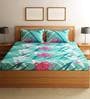 Blue Floral 200 TC Poly Cotton Queen Sized Bed Sheets with 2 Pillow Covers