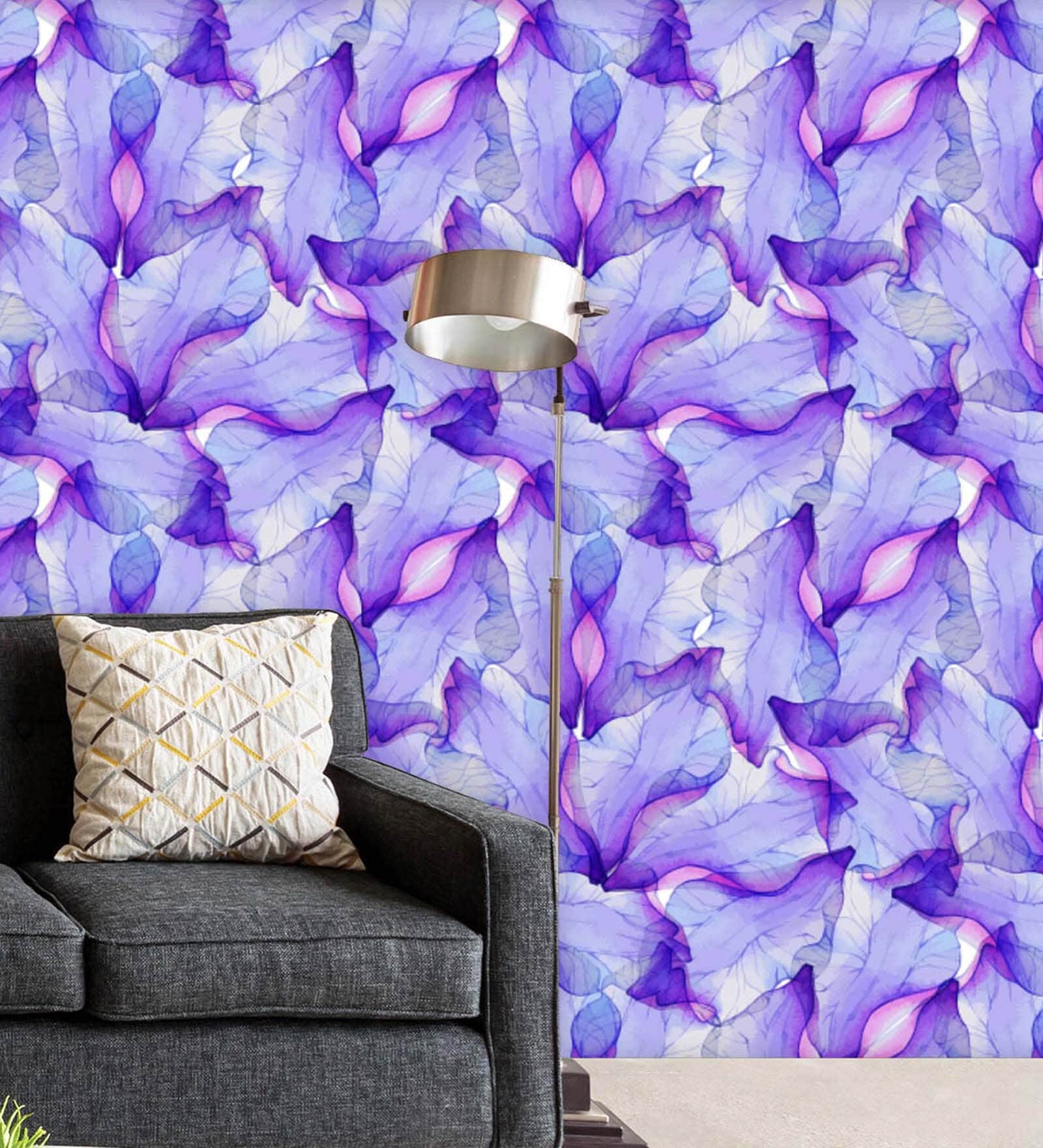 21 Feet Purple Petal 300 Gsm Wallpaper Roll