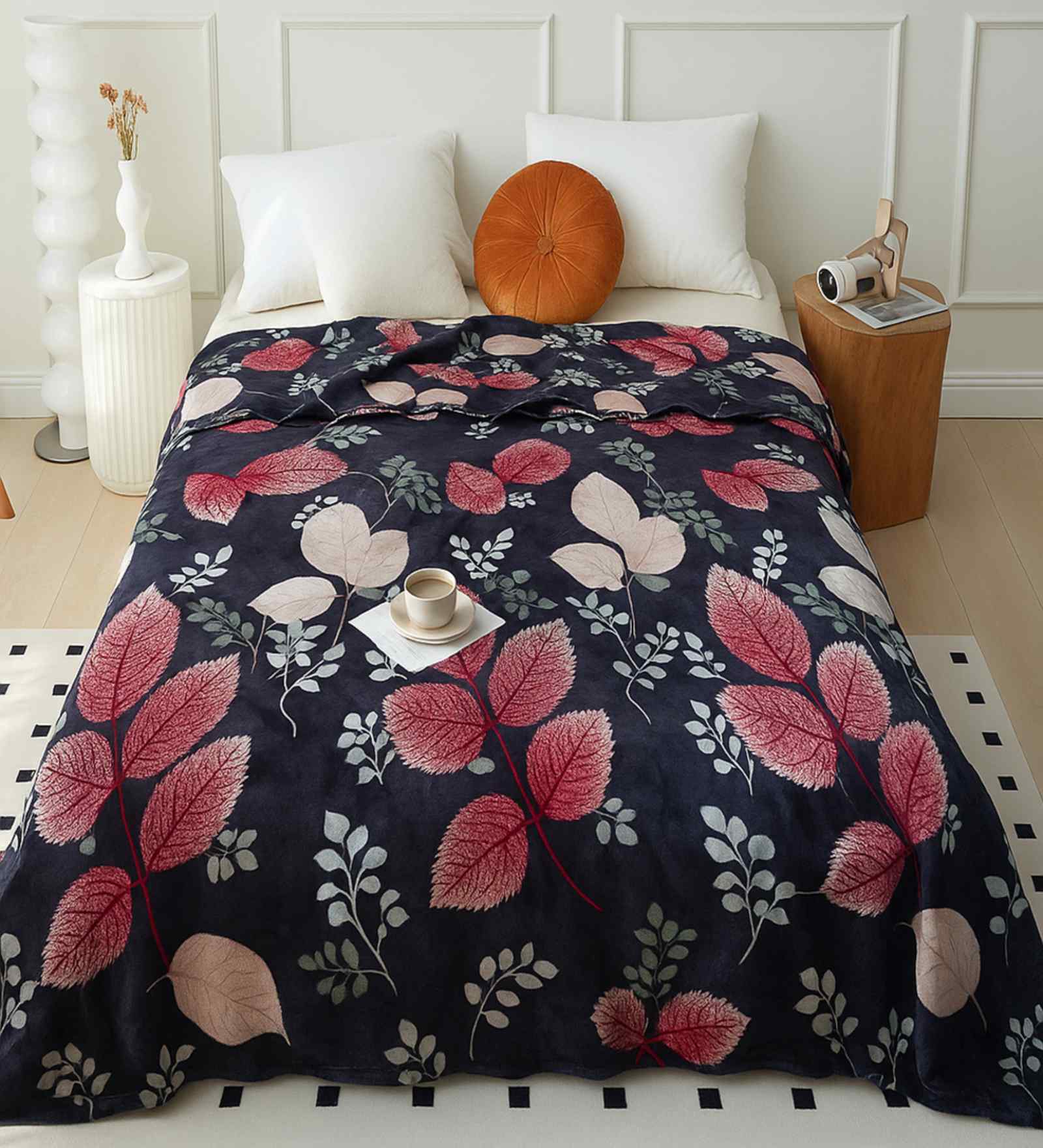 Pink Floral 210 GSM Super Soft Doube Bed Blanket