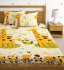 Multicolor Giraffe Print 220 TC Poly Cotton Double Size Bedsheet With 2 Pillow Covers