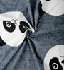 Grey Panda Print 220 TC Poly Cotton Double Size Bedsheet With 2 Pillow Covers