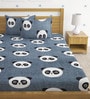 Grey Panda Print 220 TC Poly Cotton Double Size Bedsheet With 2 Pillow Covers