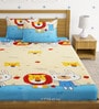 Multicolor Cartoon Printed 220 TC Poly Cotton Double Size Bedsheet With 2 Pillow Covers