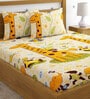 Multicolor Giraffe Print 220 TC Poly Cotton Double Size Bedsheet With 2 Pillow Covers