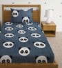 Grey Panda Print 220 TC Poly Cotton Single Size Bedsheet With 1 Pillow Covers