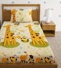 Multicolor Giraffe Print 220 TC Poly Cotton Single Size Bedsheet With 1 Pillow Covers
