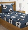 Grey Panda Print 220 TC Poly Cotton Single Size Bedsheet With 1 Pillow Covers