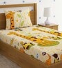 Multicolor Giraffe Print 220 TC Poly Cotton Single Size Bedsheet With 1 Pillow Covers