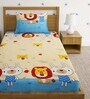 Multicolor Cartoon 220 TC Poly Cotton Single Size Bedsheet With 1 Pillow Covers