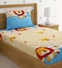 Multicolor Cartoon 220 TC Poly Cotton Single Size Bedsheet With 1 Pillow Covers
