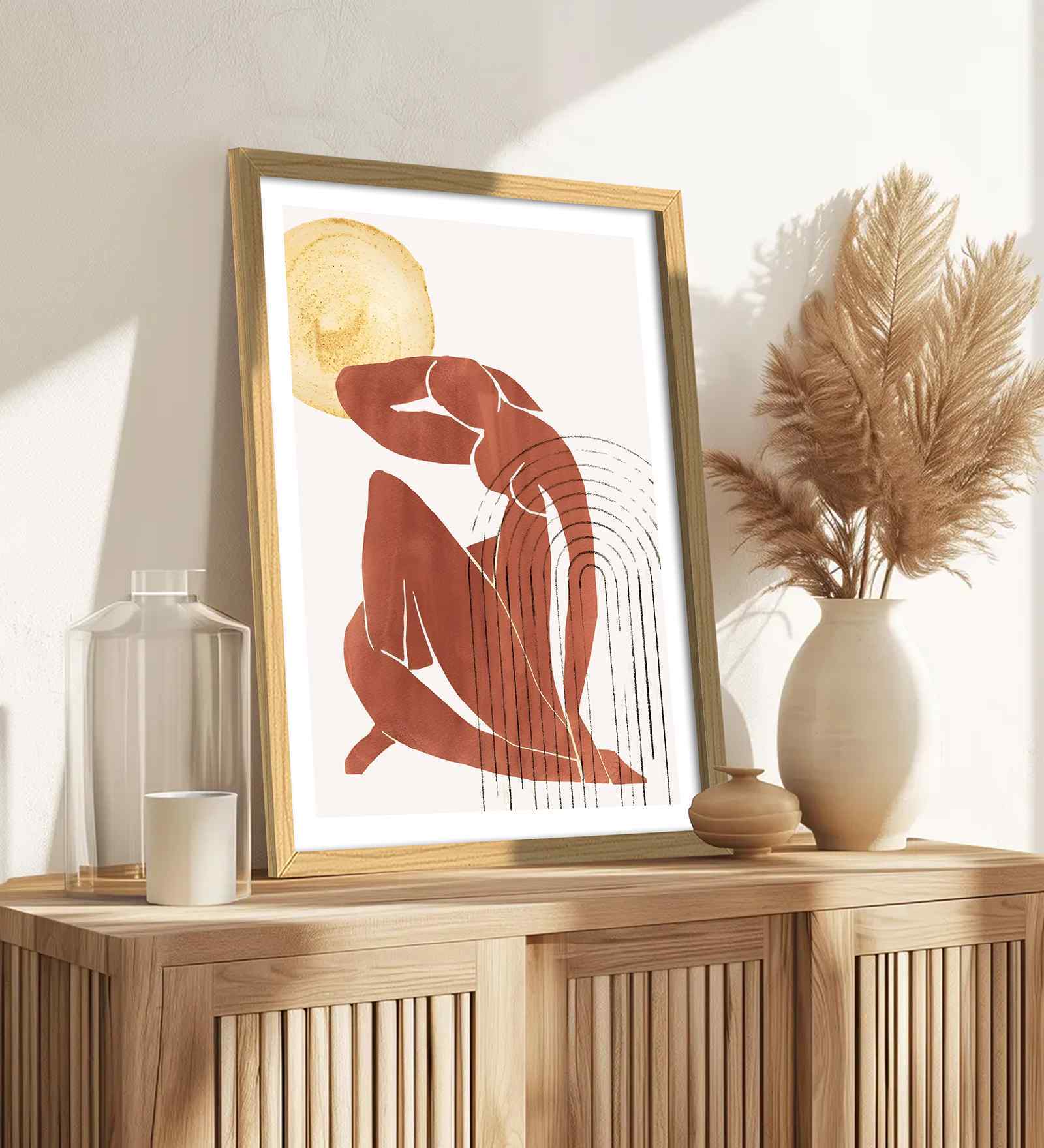 23 Inches Abstract lady Wood Framed Wall Art Painting
