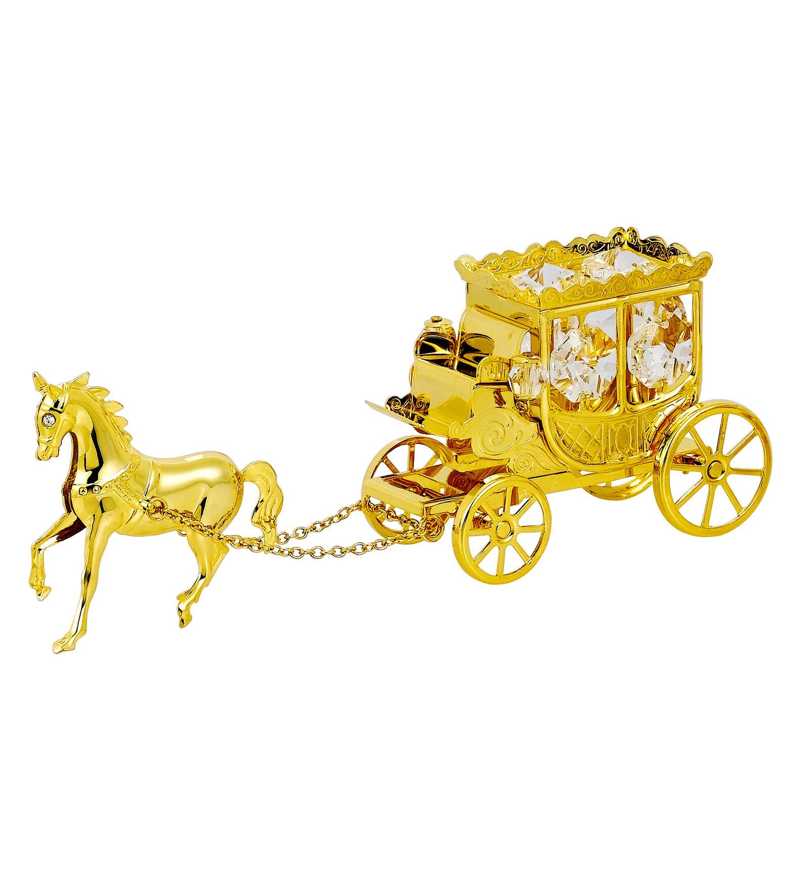 crystal horse and carriage figurine