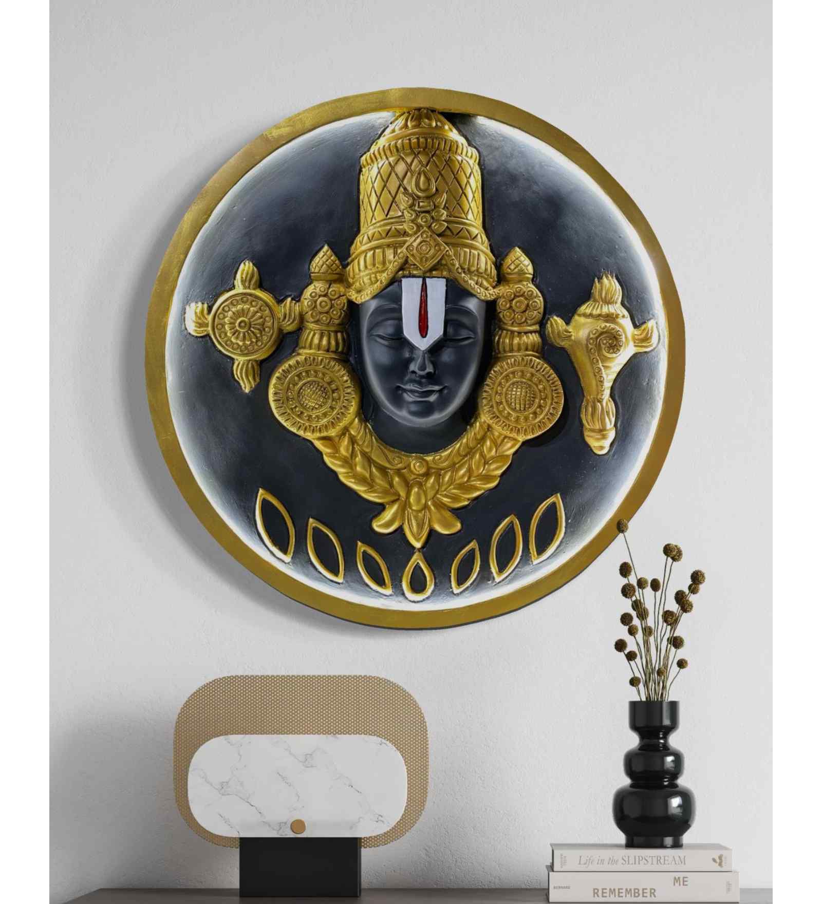 Tirupati Balaji 3D Relief Mural with LED Wall Hanging Spiritual Wall Art