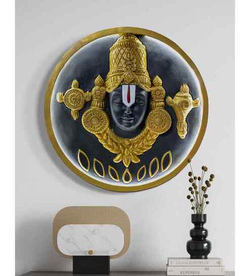 Tirupati Balaji 3D Relief Mural with LED Wall Hanging Spiritual Wall Art