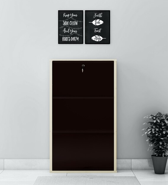 Buy Wall Mounted 3 Door Shoe Rack In Ivory Coffee Colour By Delite Kom Online Tilt Out Shoe Racks Shoe Racks Furniture Pepperfry Product