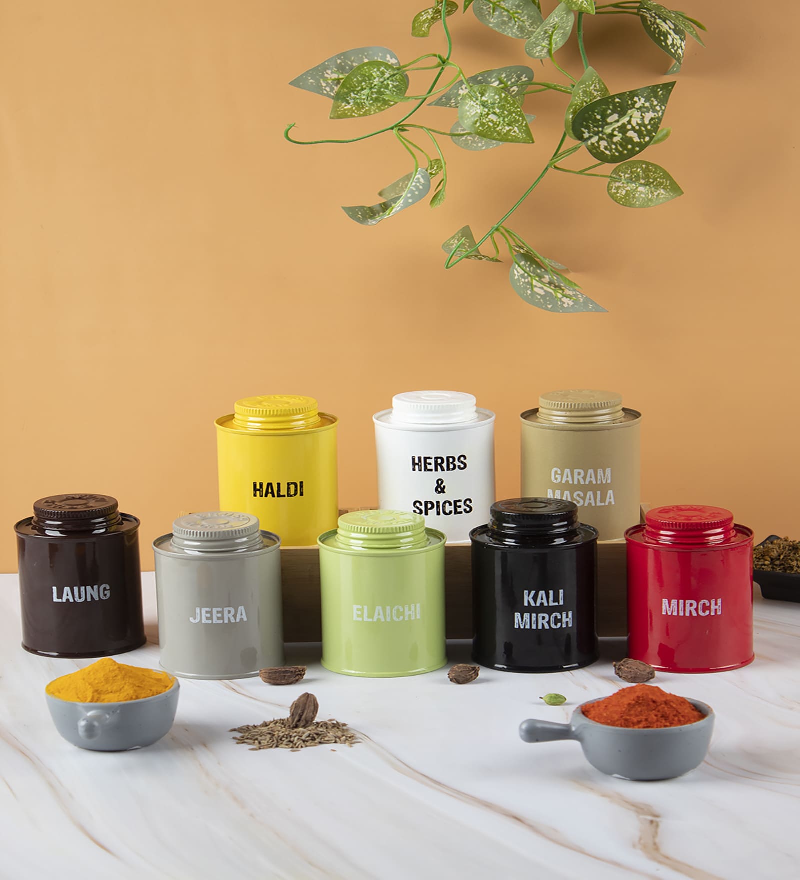 250 Ml Assorted Mild Steel (Set of 8 ) AirTight  Storage Container