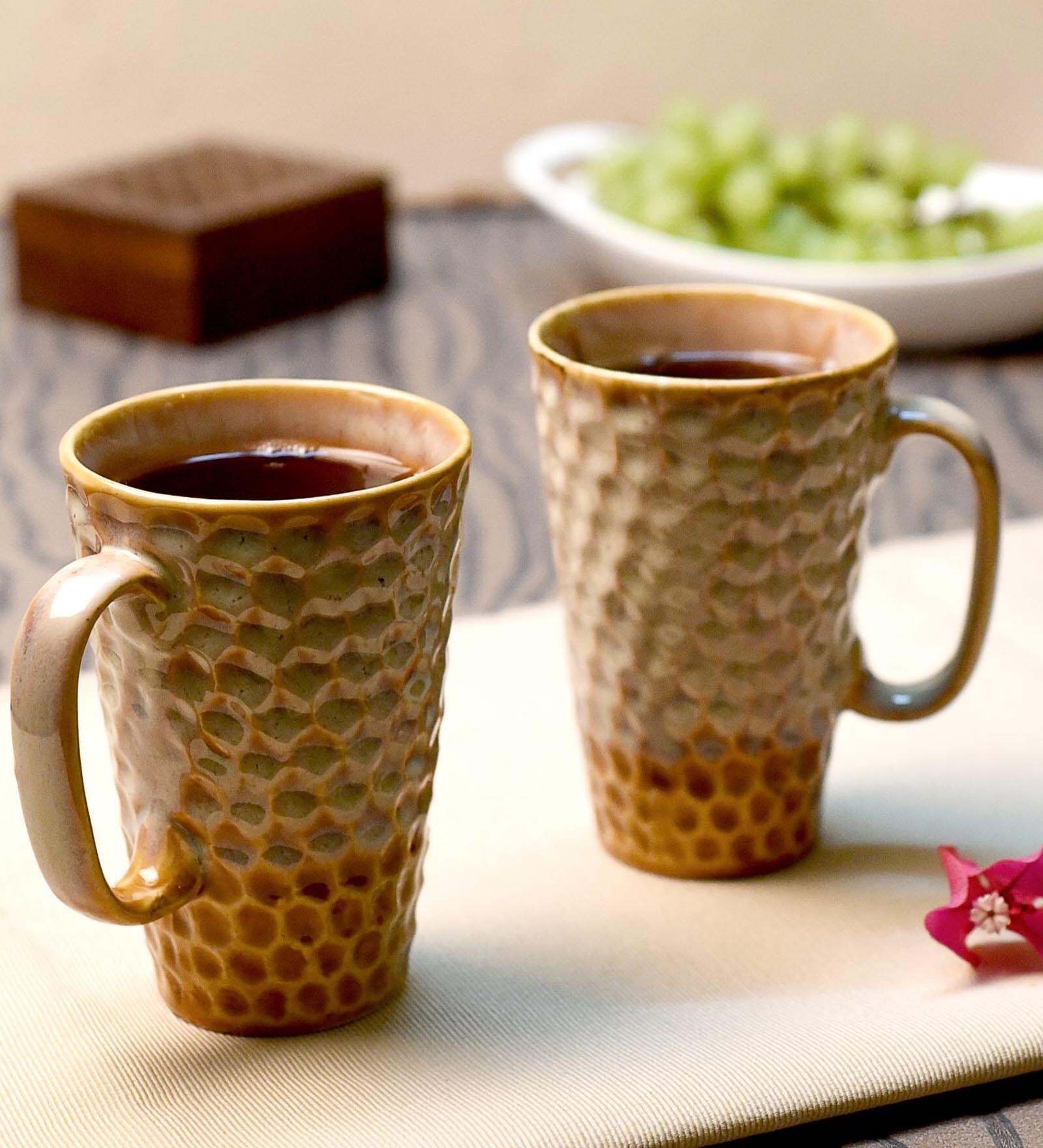 250Ml Brown Ceramic (Set Of 2) Tea Cups