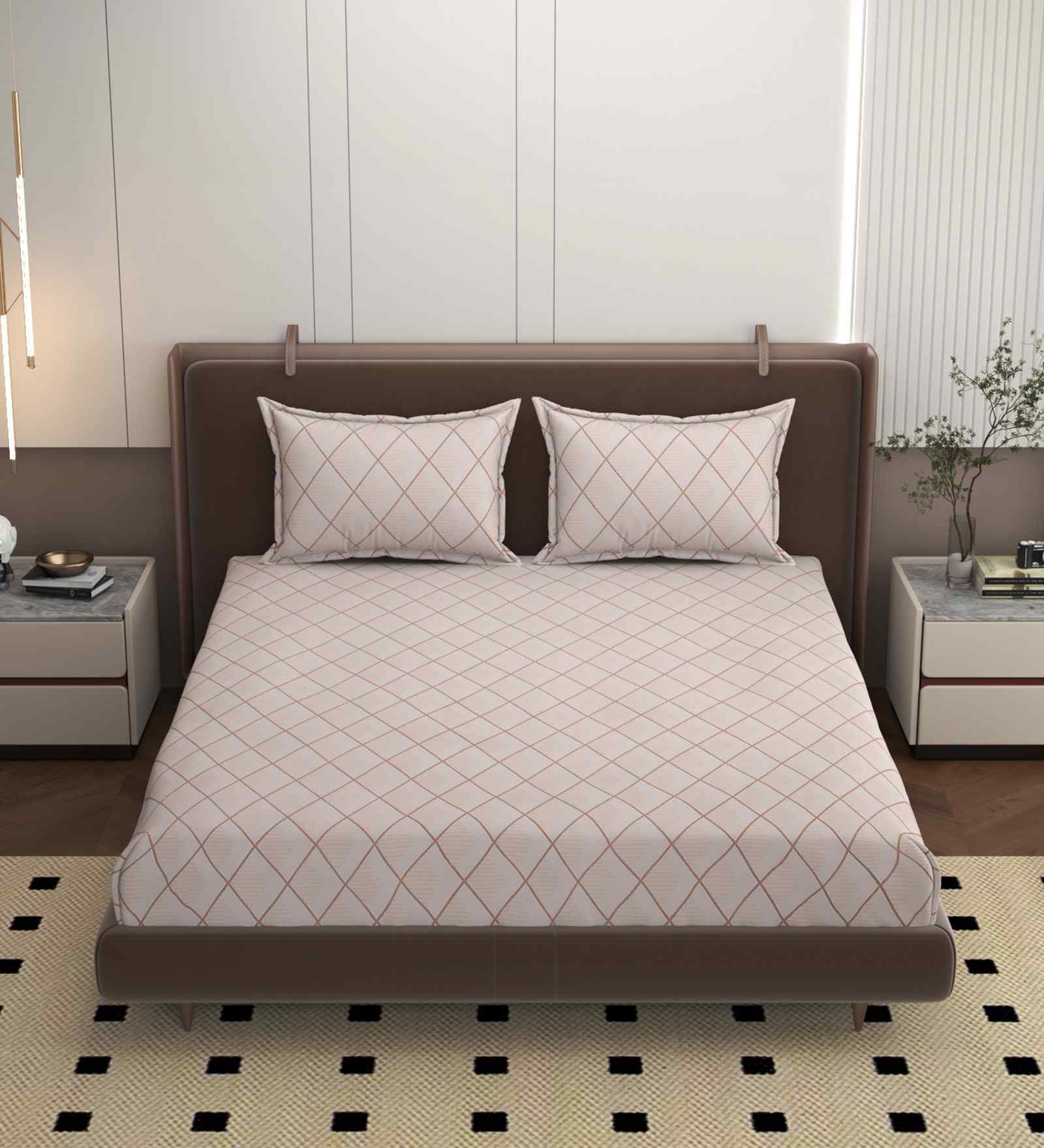 Pink 250 Tc Cotton Bedsheet With 2 Pillow Covers