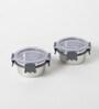 Clear Lock Series Regular Stainless Steel (Set of 2 ) Airtight Container with Leak Proof lid