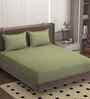 Green 250 Tc Cotton Bedsheet With 2 Pillow Covers