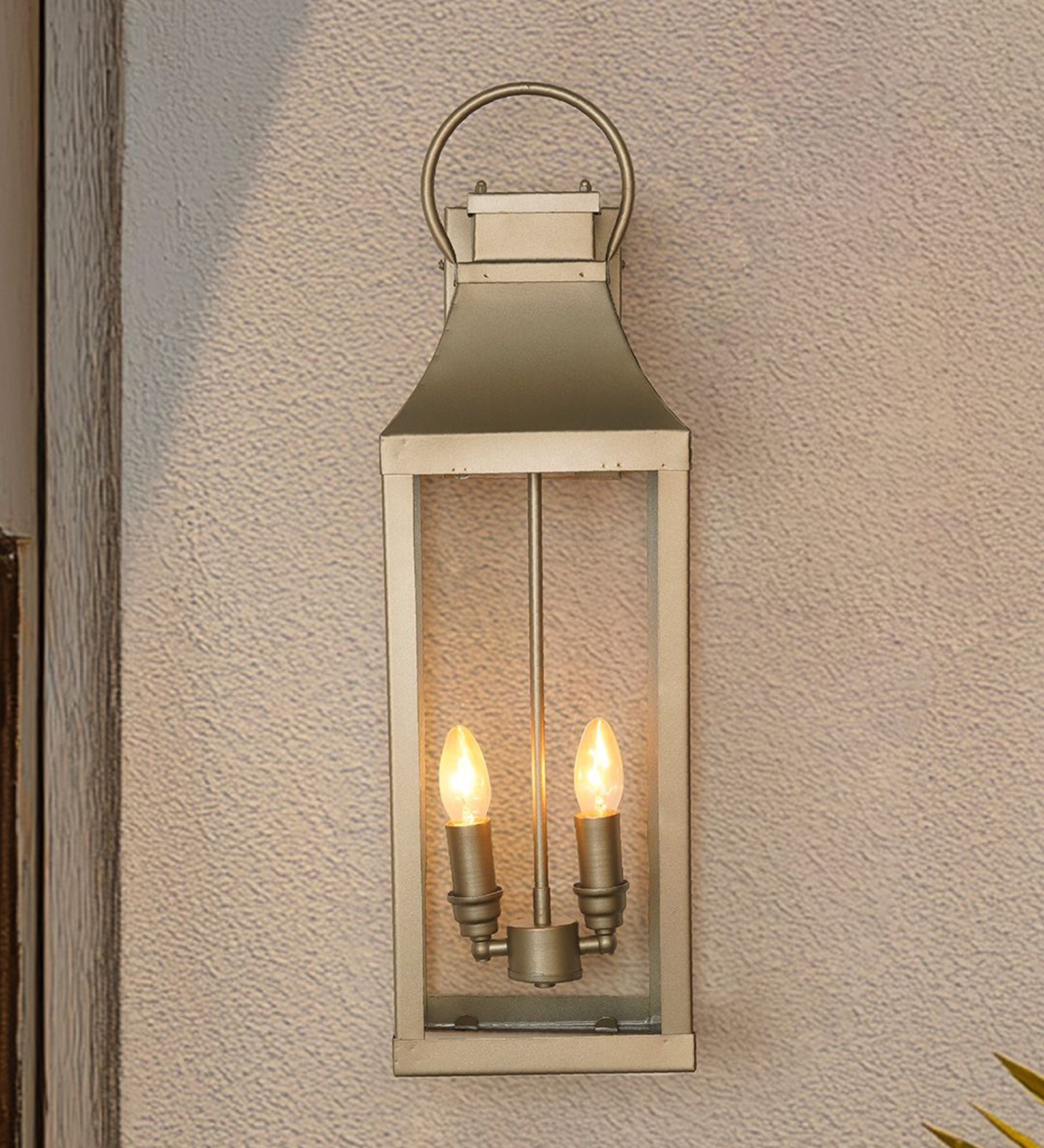26-Inch Champagne Gold Stainless Steel Wall Lantern | Rust-Resistant Coastal Sconce