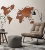 2D Wooden World Map Brown Color