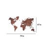 2D Wooden World Map Dark Brown Colour