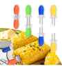 Assorted Barbecue Corn Needle Grilling Stainless Steel Holders Reusable (2Pcs)