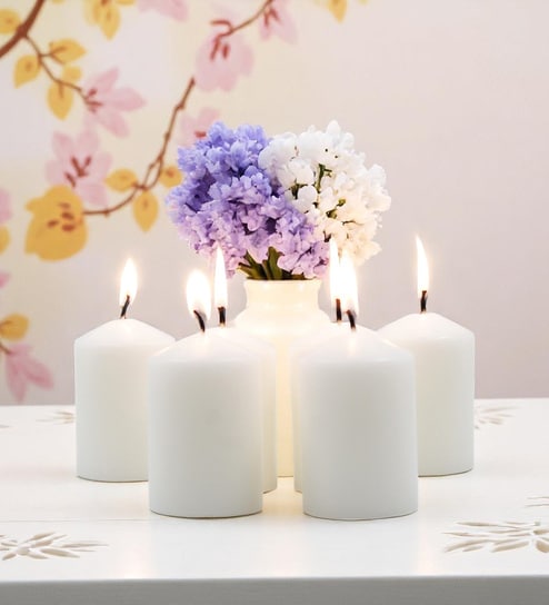 2x3 High Pillar Candles Unscented Set of 6. White, . Bulk Buy, Using a Wax Blend