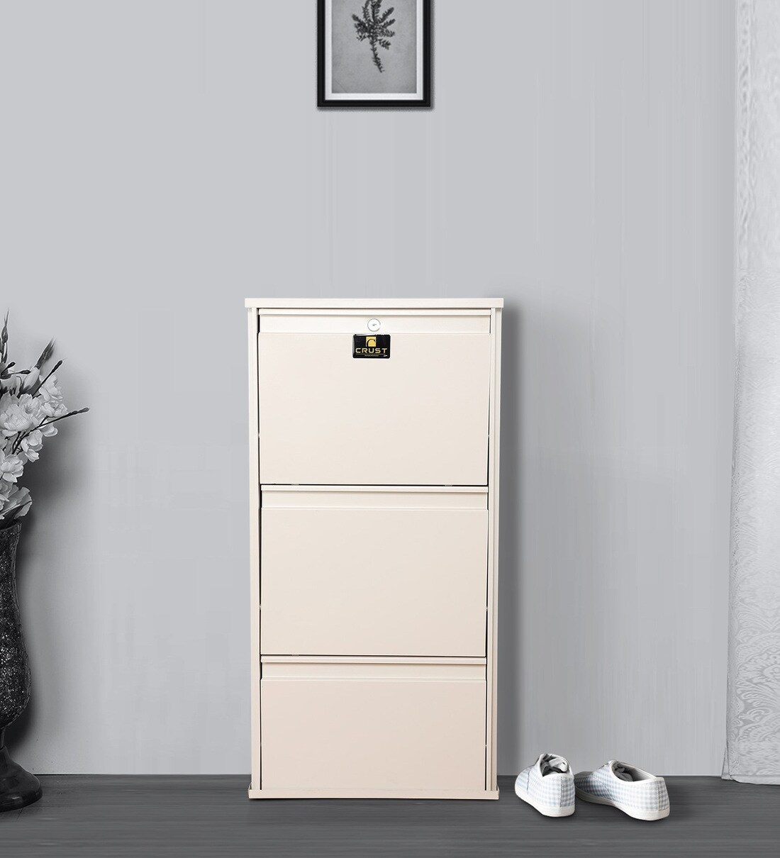 Buy 3 Door Metal Shoe Rack In White Colour By Crust Online Tilt Out Shoe Racks Shoe Racks Furniture Pepperfry Product