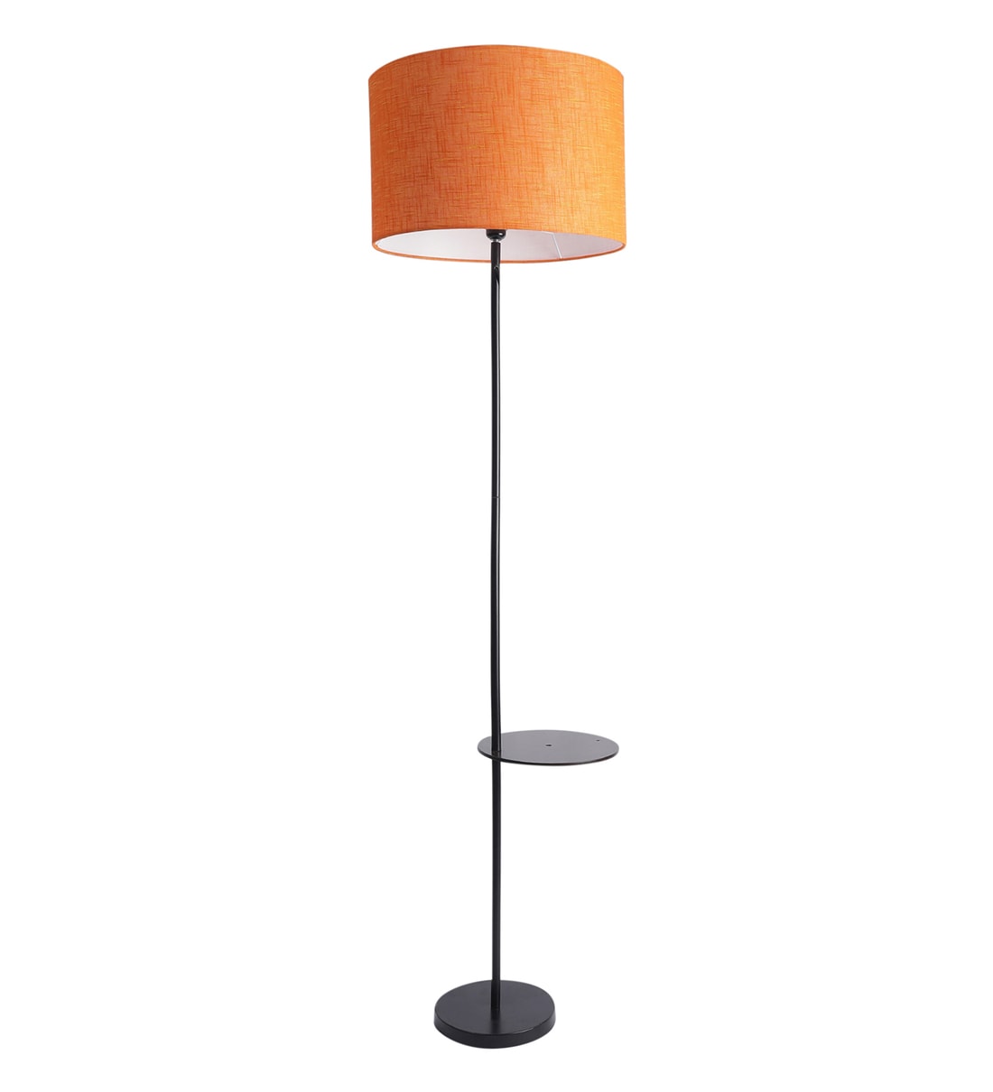 Buy 3In1 Lamp in Drum Orange Fabric Shade Floor Lamp with Black Base